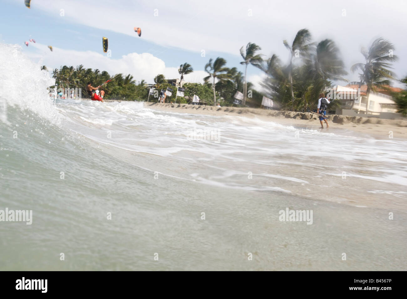kite boarding at kite beach in the Dominican Republic Stock Photo Alamy