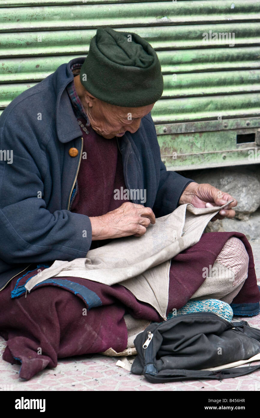 Old man in Priest Leh, Ladakh Stock Photo