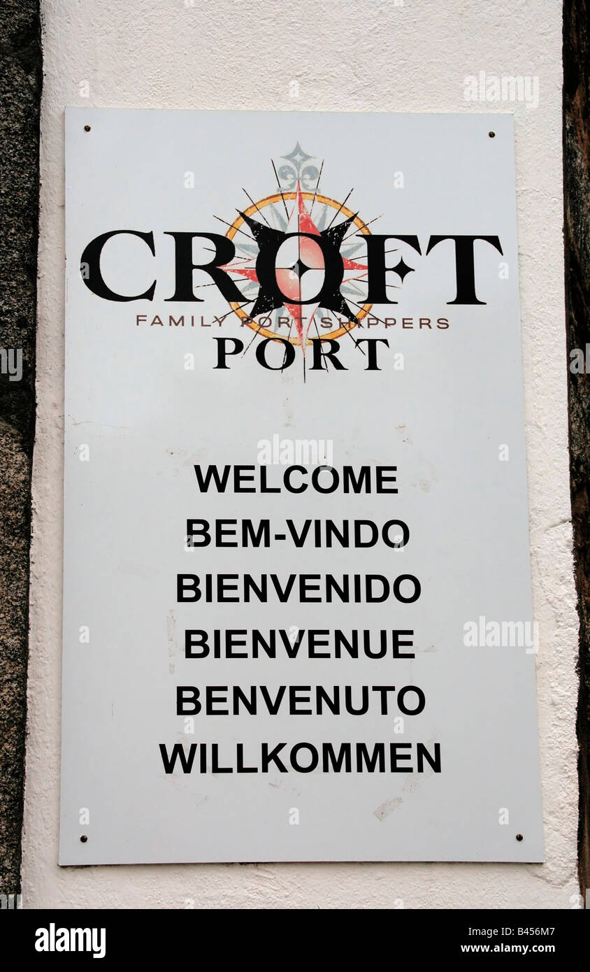 The welcome sign of Croft Port wine cellars and visitor centre at Porto, Portugal. Stock Photo