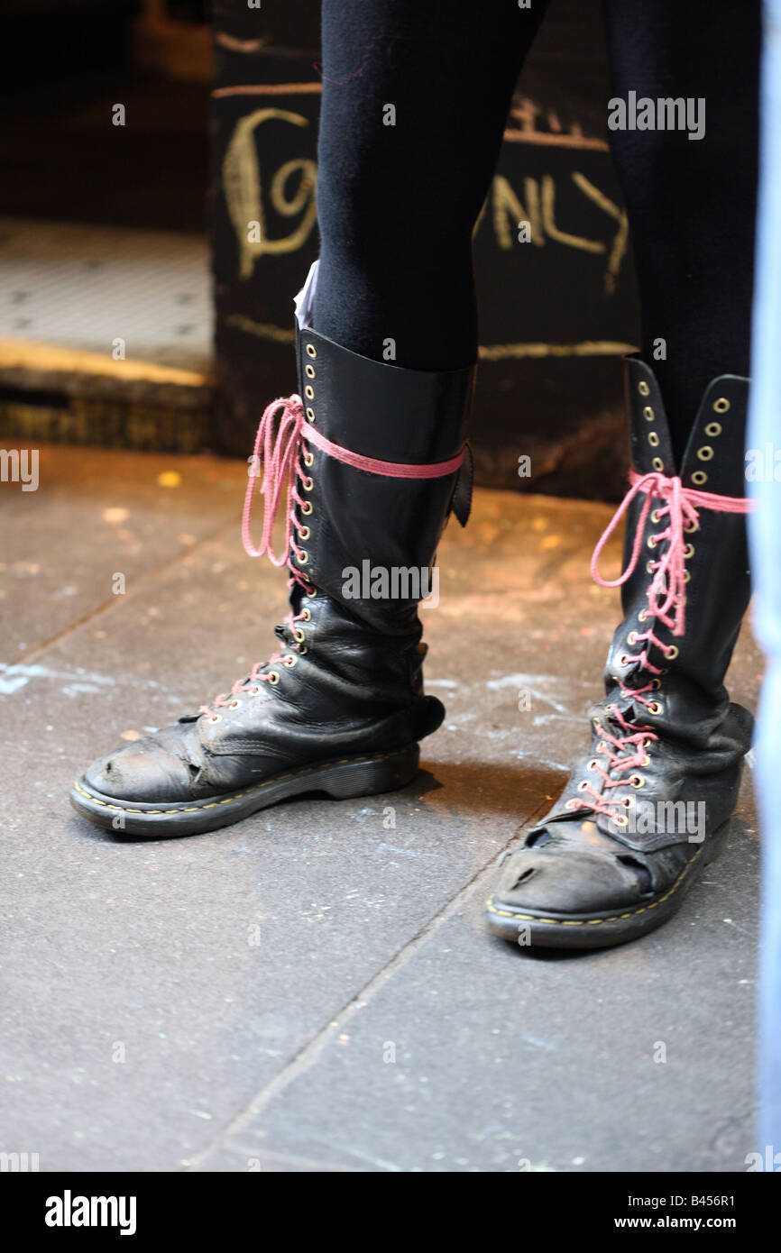 Doctor Marten boots, well worn Stock Photo - Alamy