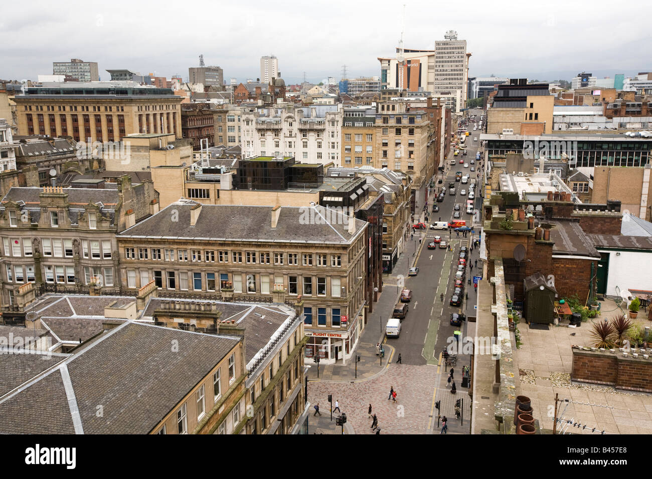 UK Scotland Glasgow elevated view of Mitchell Street and city skyline from The Lighthouse Stock Photo