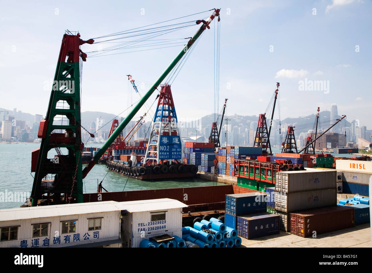 China, Hong Kong, Container port Stock Photo
