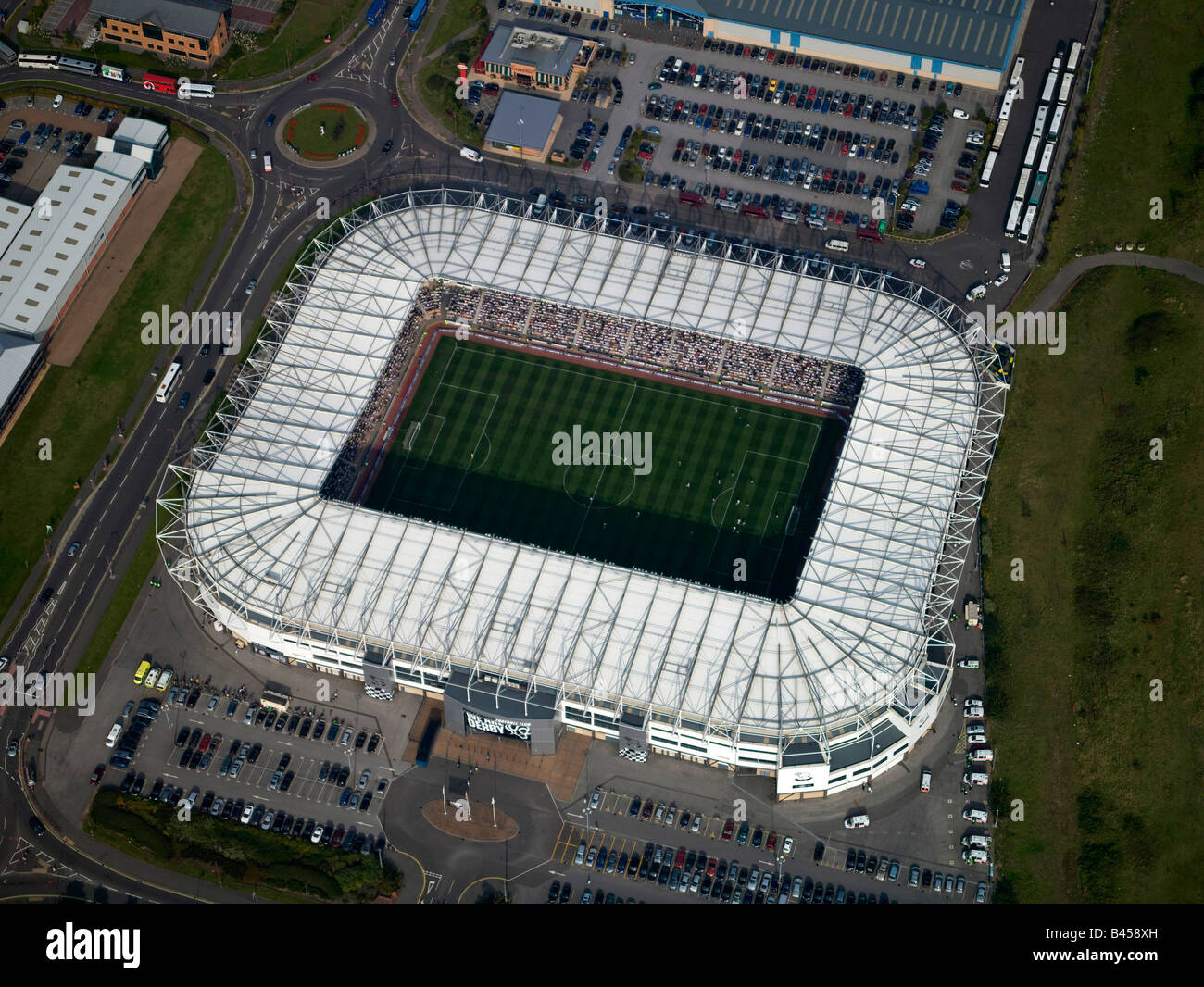 Pride Park, home of Derby County, Derby, Northern England, saturday afternoon with crowd Stock