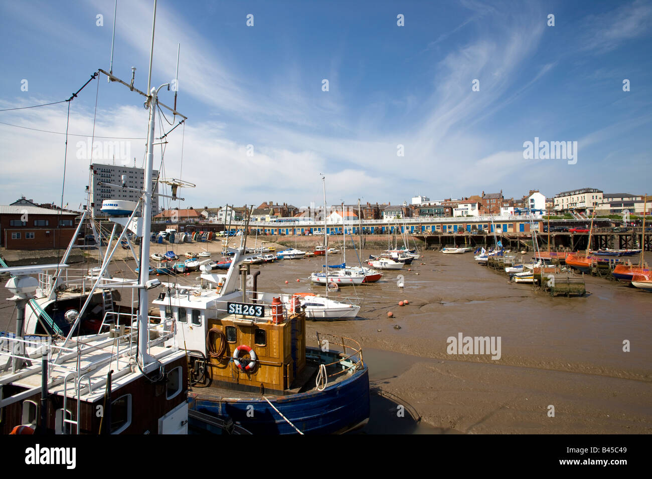 Fishing Boats in Harbour Bridlington Stock Photo