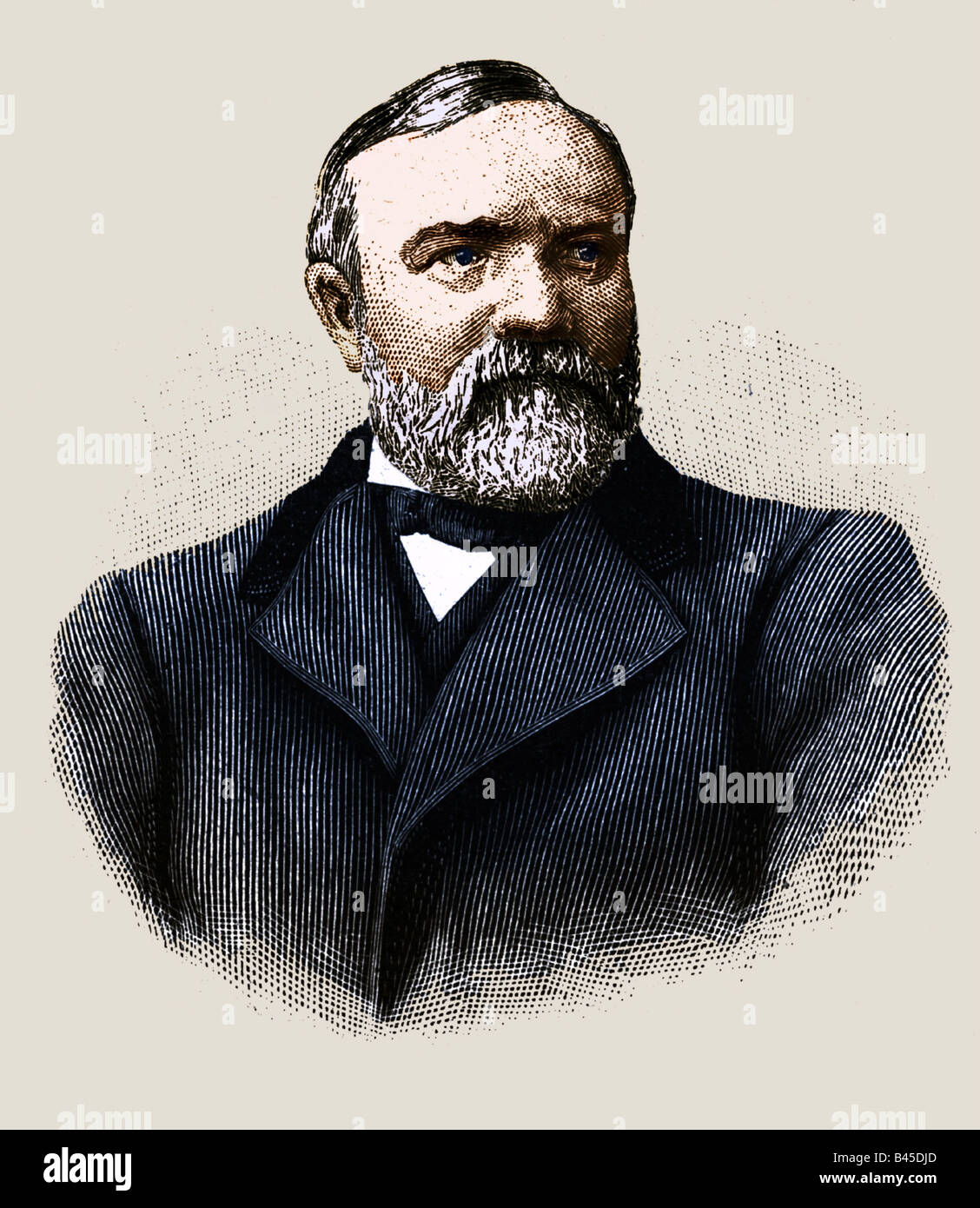 Carnegie, Andrew, 25.11.1835 - 11.8.1919, Amercan industrialist, portrait, wood engraving, late 19th century, later coloured, , Stock Photo