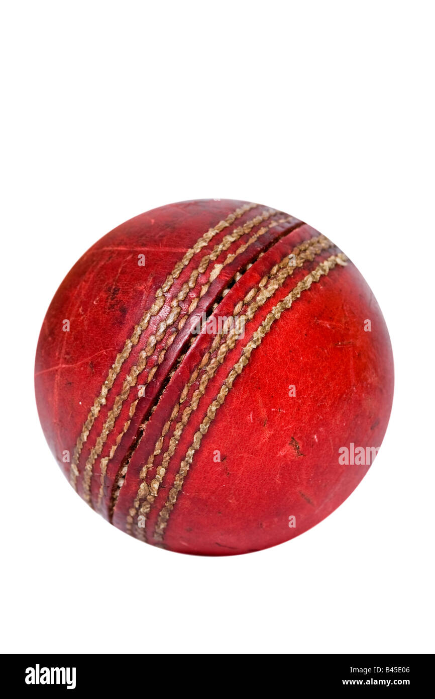 Old cricket ball isolated on white background Stock Photo Alamy