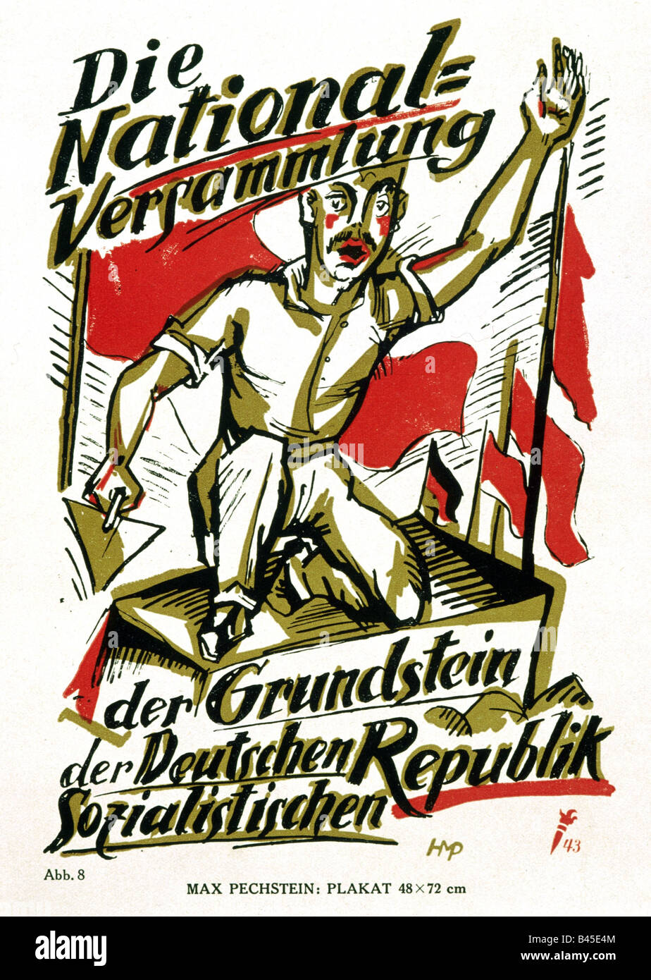geography/travel, Germany, politics, propaganda, poster 'Die Nationalversammlung' by Max Pechstein, 1918/1919, revolution, Weimar Republik, National Assembly, socialism, 20th century, , Stock Photo