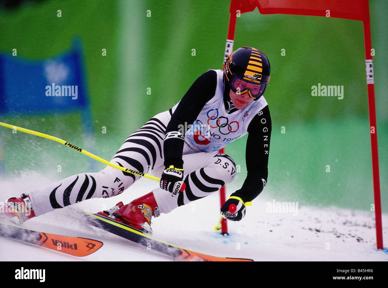 Seizinger, Katja, * 10.5.1972, German athlete, Alpine Skiing, full length, Winter Olympic, Olympic Games, Nagano, 1998, , Stock Photo