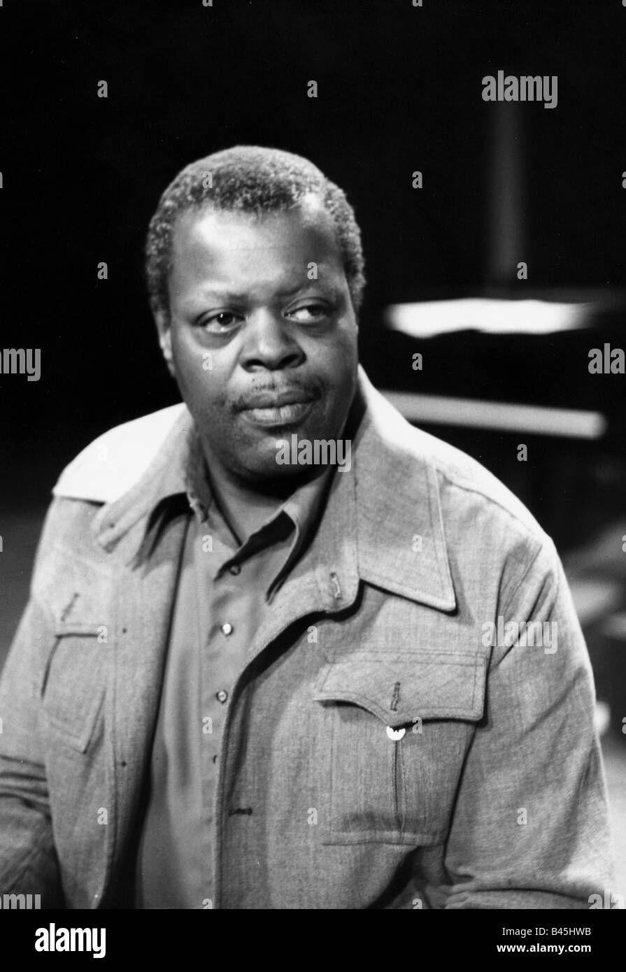 Peterson, Oscar Emmanuel, 15.8.1925 - 23.12.2007, Canadian musician, (jazz), half length, during ARD telecast, "Phonzeit - Swing Session", 13.9.1975, Stock Photo