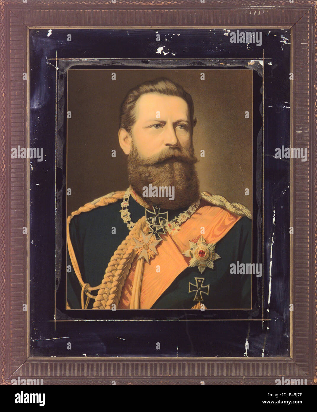 Friedrich III, 18.10.1831 - 15.6.1888, German Emperor 9.3.1888 - 15.6.1888, portrait, print behind glass, 1888, Stock Photo