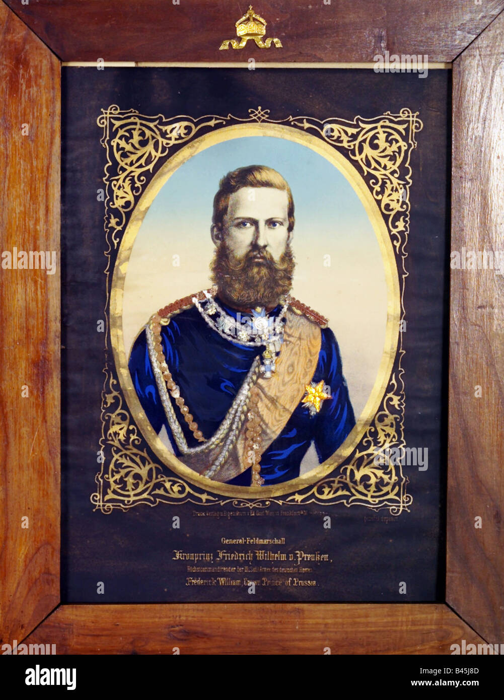 Friedrich III, 18.10.1831 - 15.6.1888, German Emperor 9.3.1888 - 15.6.1888, portrait, prinmt behind glass, 1888, Stock Photo