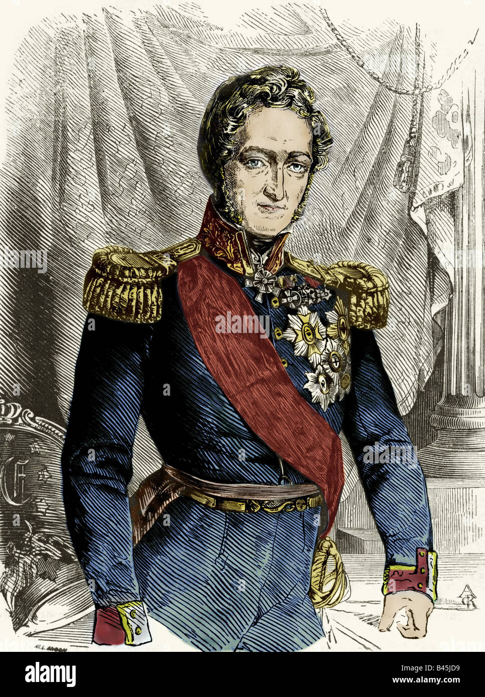 Ernst I., 2.1.1784 - 29.1.1844, Duke of Saxe-Coburg-Gotha 12.11.1826 - 29.1.1844, half length, engraving, 19th century, , Stock Photo