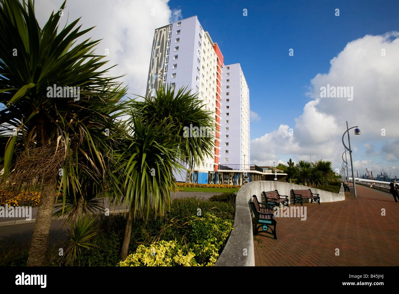 Colourful block of flats on the seafront at Gosport, Hampshire, England