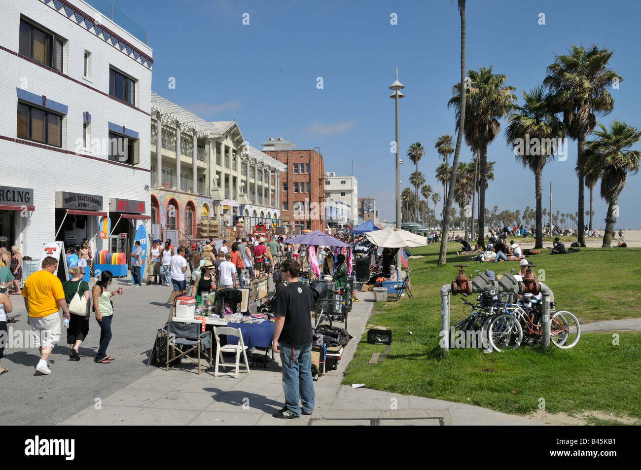 Portion of popular Ocean Front Walk in Venice, California Stock Photo