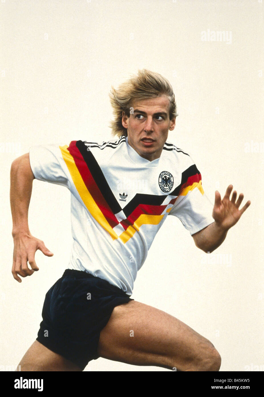 Klinsmann, Jürgen, * 30.7.1964, German athlete (soccer / football), half length, 1988, Stock Photo