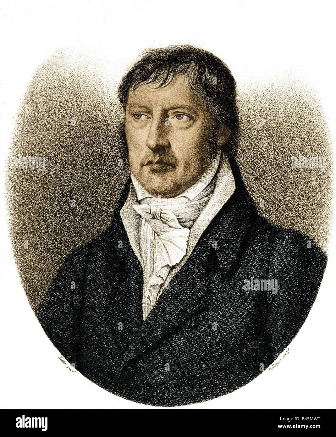 Hegel, Georg Wilhelm Friedrich, 27.8.1770 - 14.11.1831, German philosopher, author, portrait, engraving by Friedrich Wilhelm Bollinger ( 1777 - 1825 ) after painting by Zeller, 19th century, absolute idealism, , Artist's Copyright has not to be cleared Stock Photo