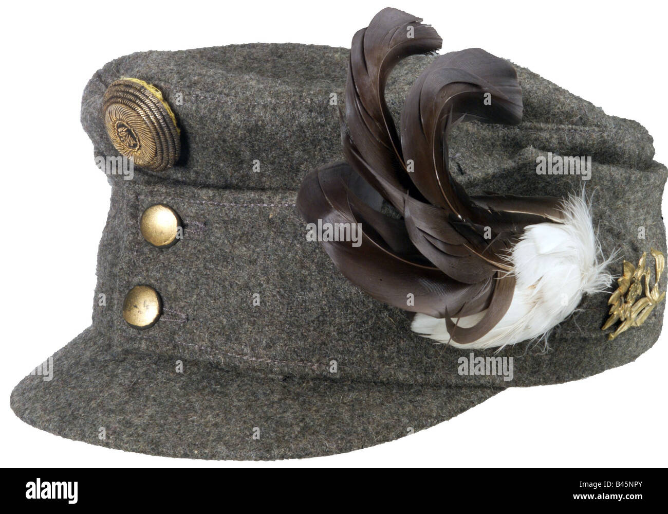 military, uniforms, Austria-Hungary, peaked cap for officers, Tyrolian Rifles, circa 1910, Austria Hungary, mountain troops, feathers, 20th century, , Stock Photo