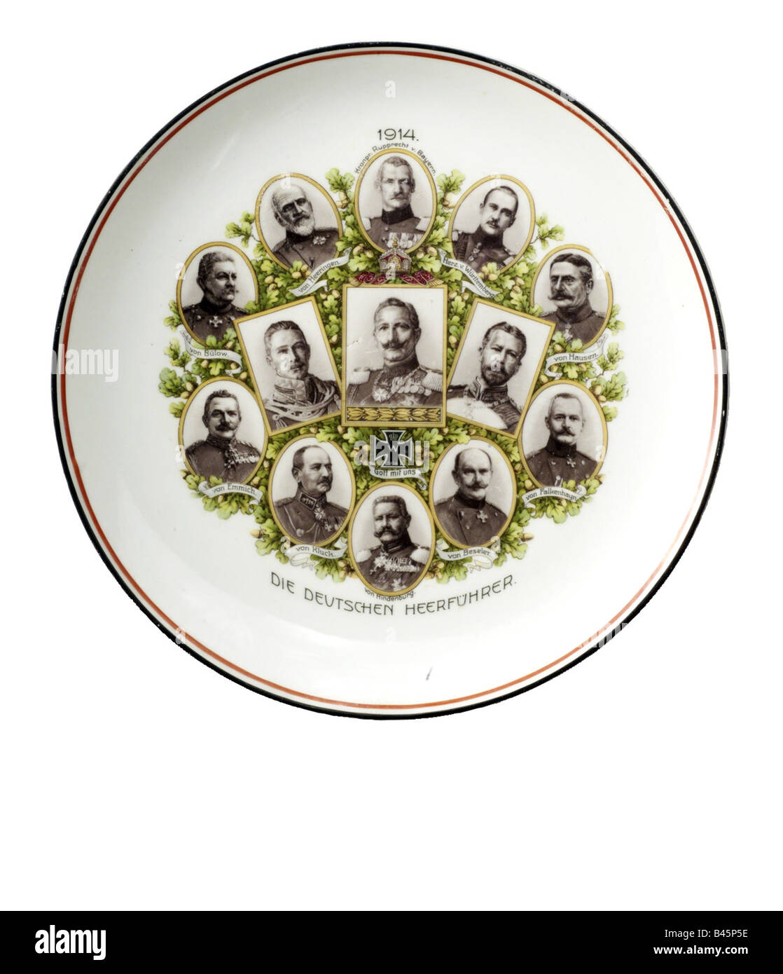 fine arts, porcelain, plate, German generals 1914, First World War, WWI, Germany, 20th century, , Artist's Copyright has not to be cleared Stock Photo