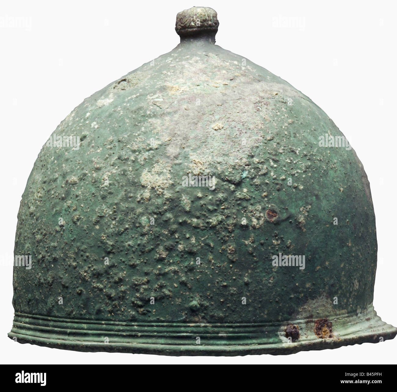 weapons/arms, defensive arms, helmets, Roman/Etruscian helmet without cheek guards, Montefortino/Canosa type, bronze, 4th/3rd century BC, ancient world, , Stock Photo