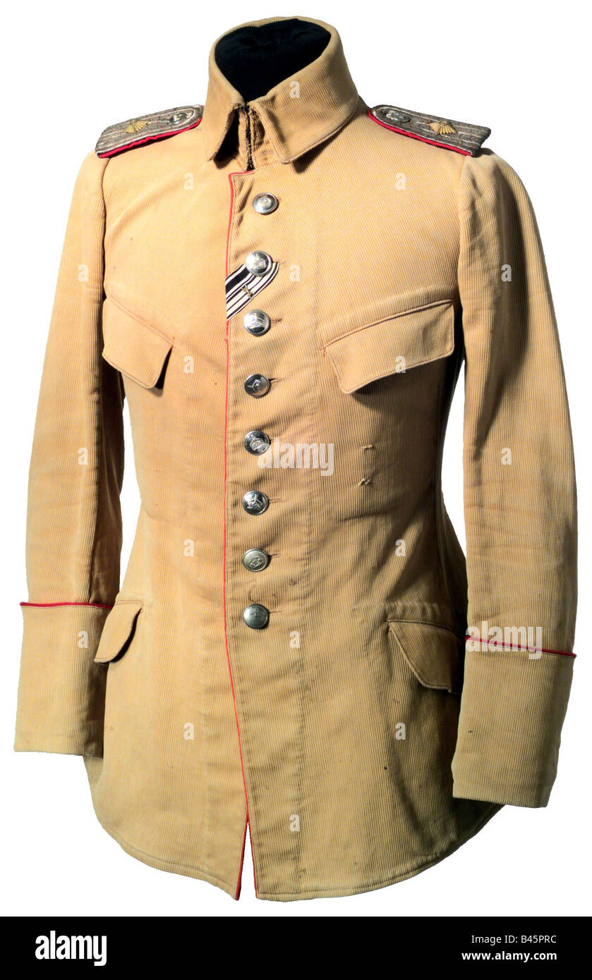 military, uniforms, Germany, colonial forces, tunic of a first lieutenant, Cameroon and Togo 1895 - 1914, Stock Photo