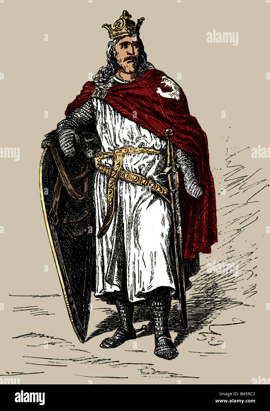 Otto I "the Great", 23.11.912 - 7.5.973, Holy Roman Emperor  2.2.962 - 7.5.973, full length, engraving 19th century, Stock Photo