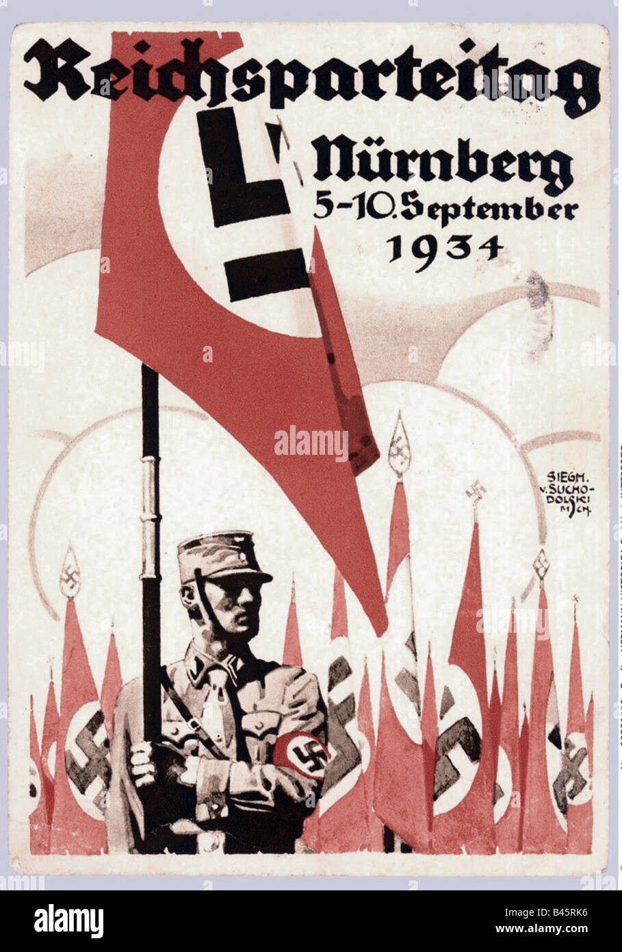 Nazism/National Socialism, Nuremberg Rallies, Rally 4.9.1934 - 10.9.1934, postcard, propaganda, NSDAP, Storm Trooper, SA,  Nazi Germany, Third Reich, , Stock Photo