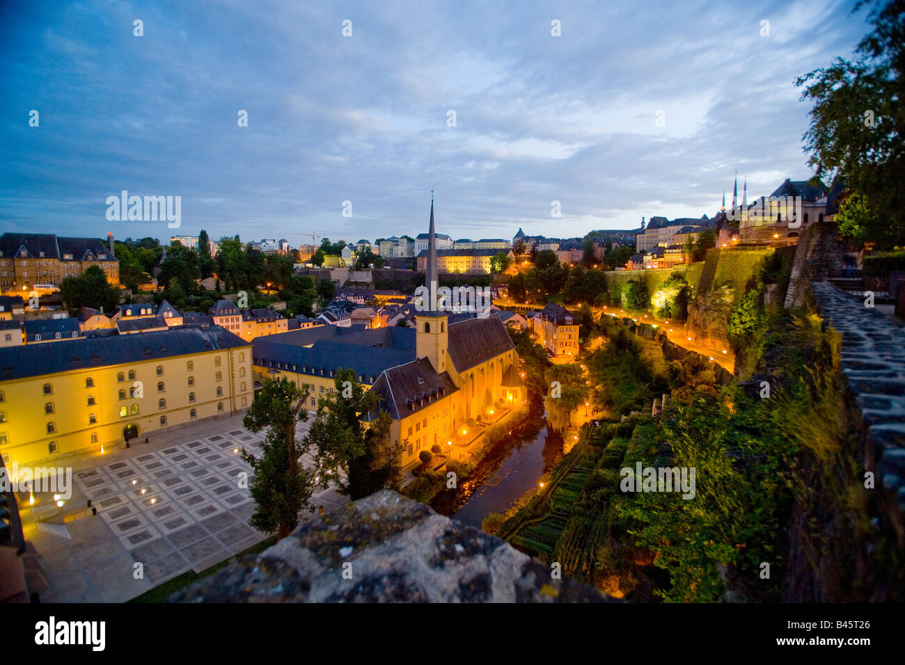 Luxembourg City at sunset, Luxembourg Stock Photo