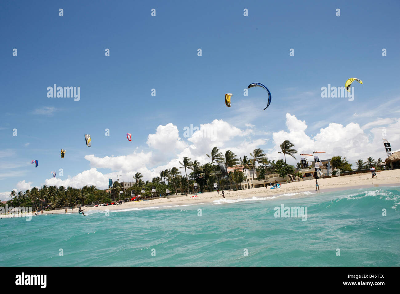 kite boarding at kite beach in the Dominican Republic Stock Photo Alamy
