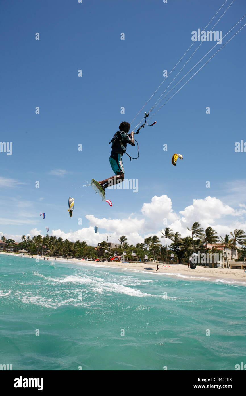 kite boarding at kite beach in the Dominican Republic Stock Photo Alamy