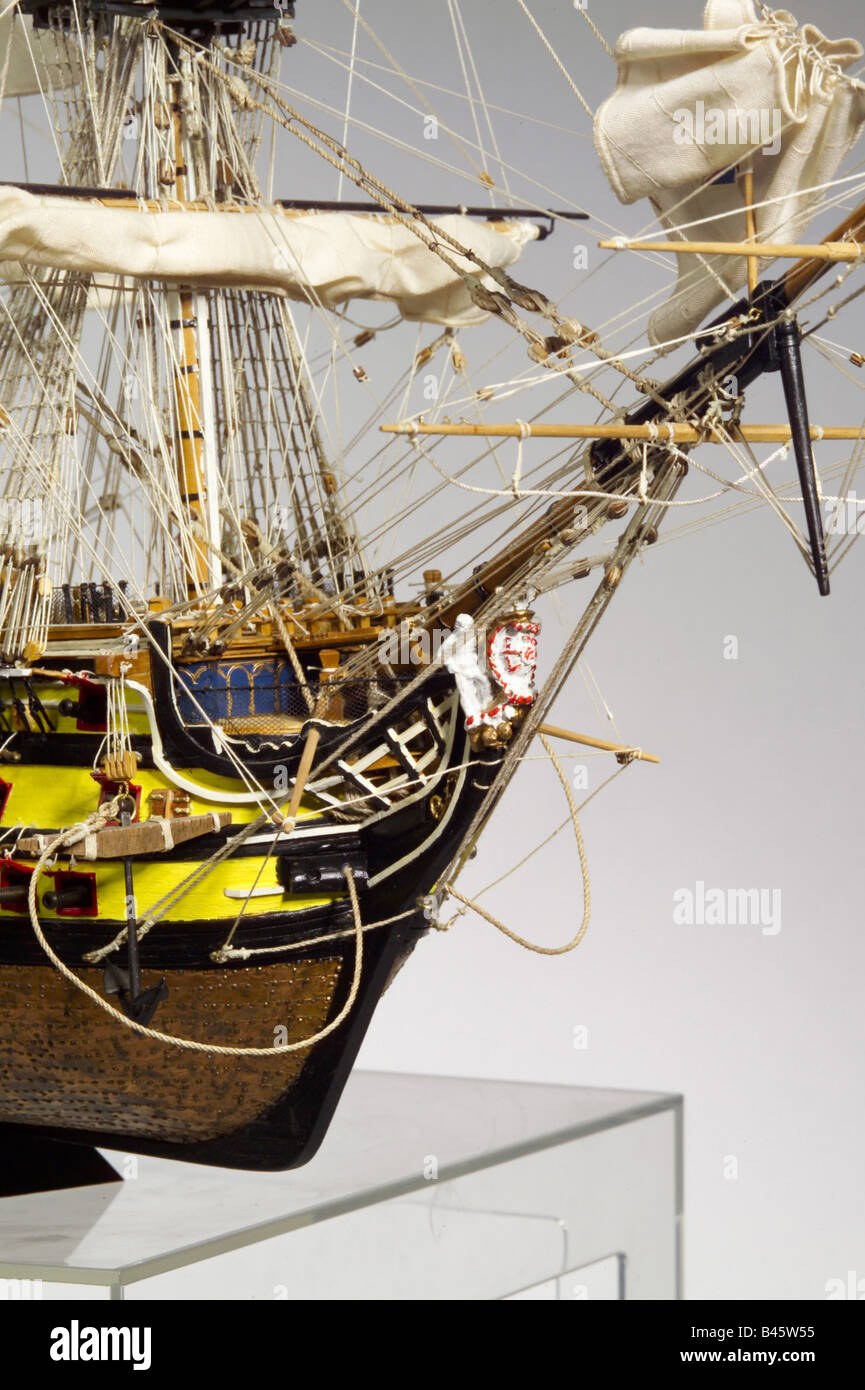 transport/transportation, navigtion, warships, Great Britain, ship of the line HMS 'Victory', commissioned 1778, decommissioned 1812, miniature, detail, stern, , Stock Photo