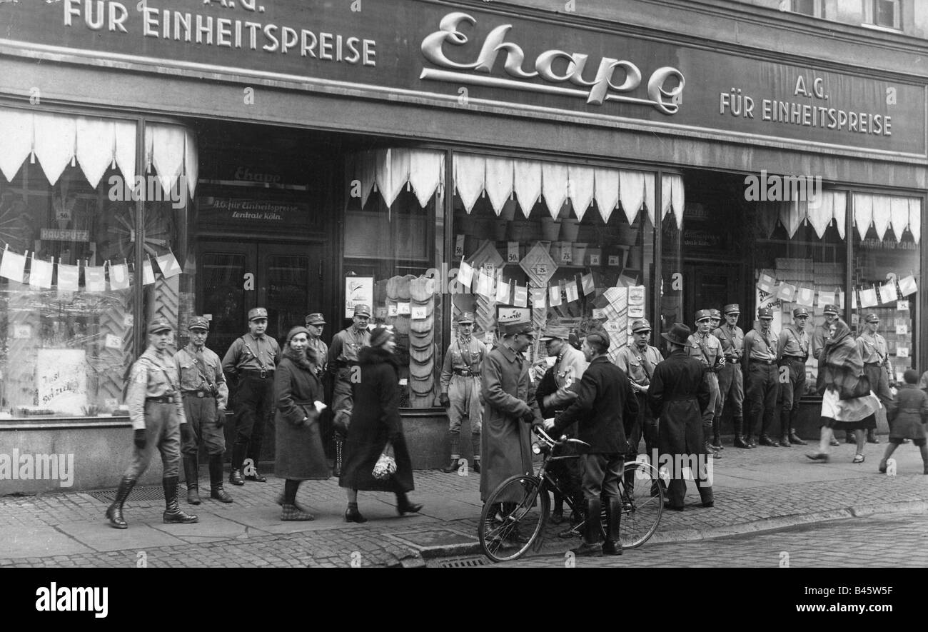 national socialism/nazism, crimes, boycott of Jewish business, 1.4.1933, Stock Photo