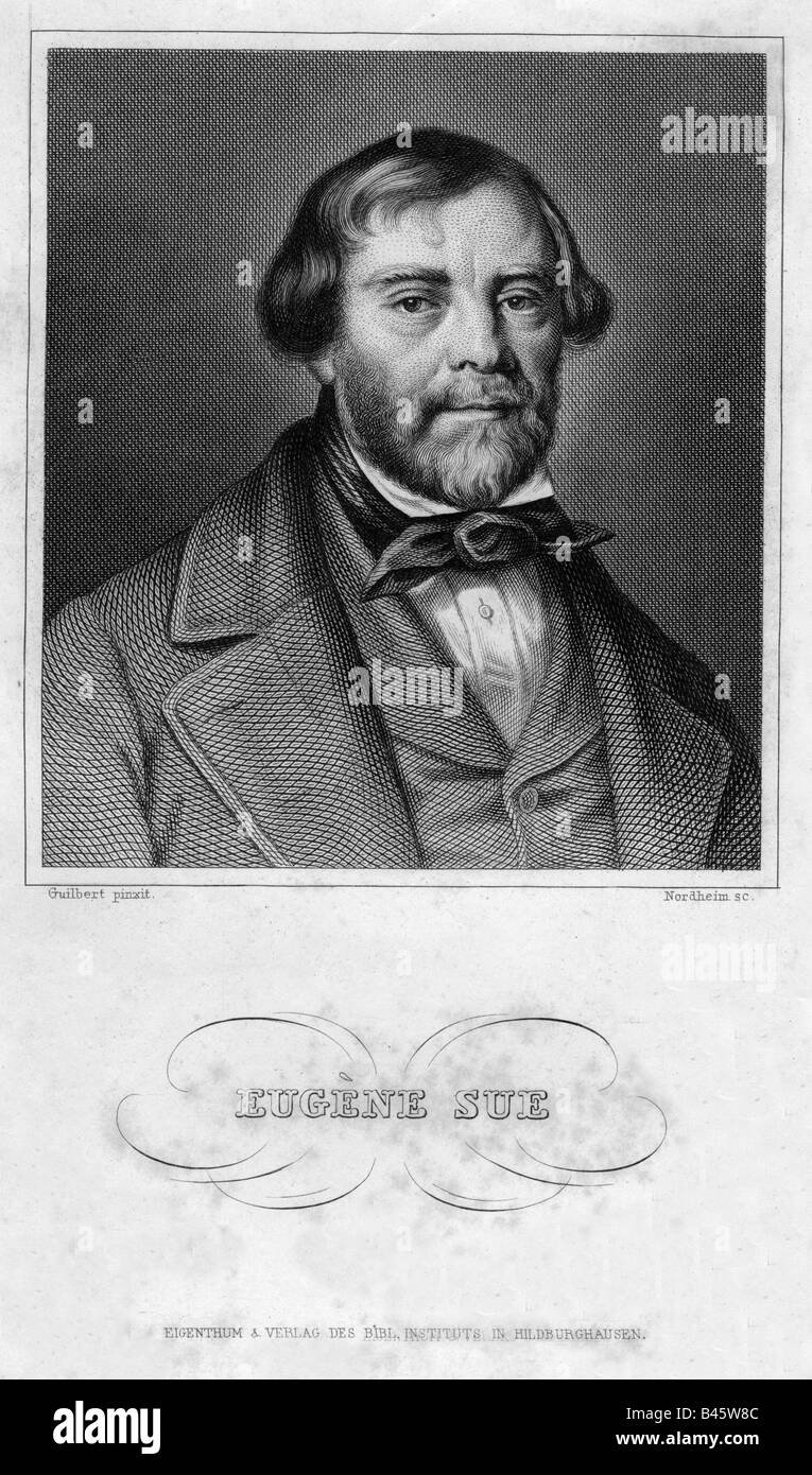 Sue, Eugene, 10.12.1804 - 3.8.1859, French author / writer, portrait, engraving, Hildburghausen, 19th century, , Artist's Copyright has not to be cleared Stock Photo
