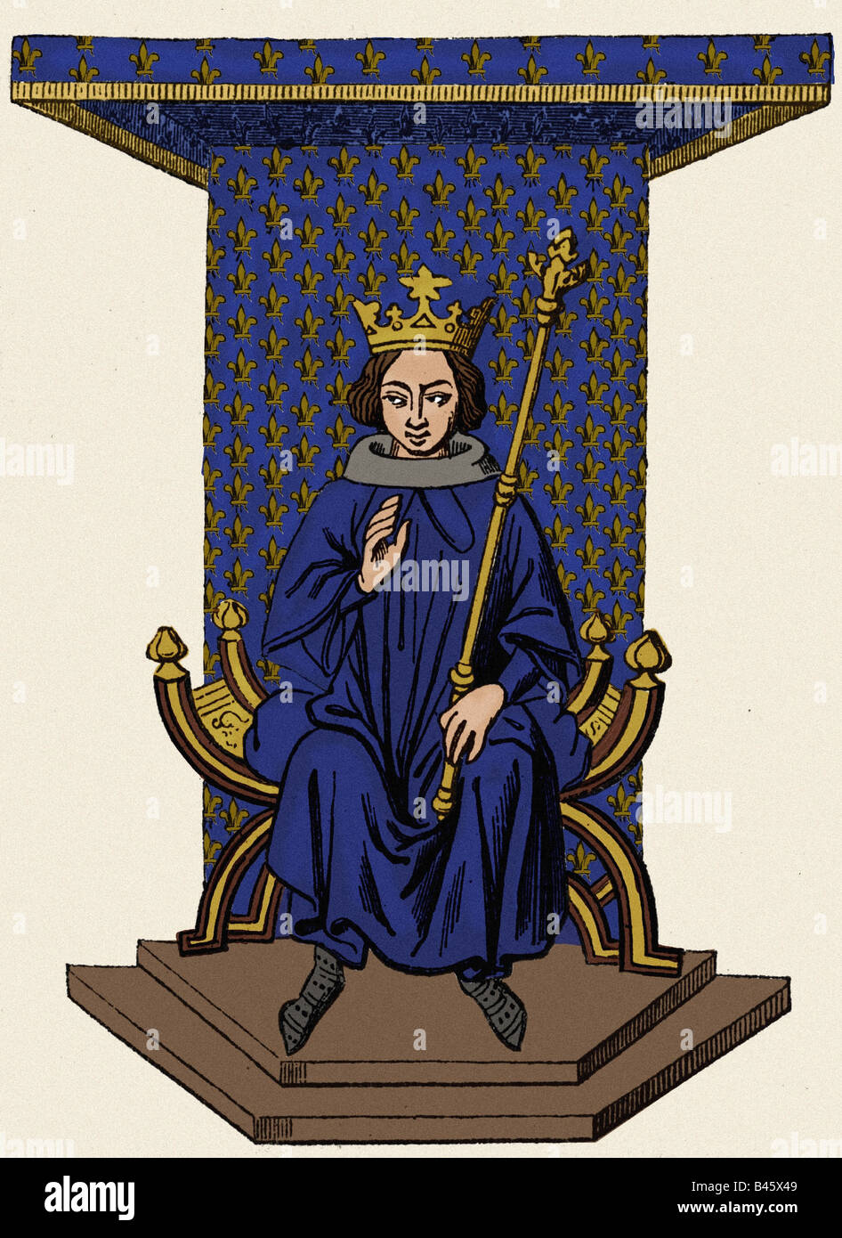 Louis IX Capétien scloak handsome man anime king crown