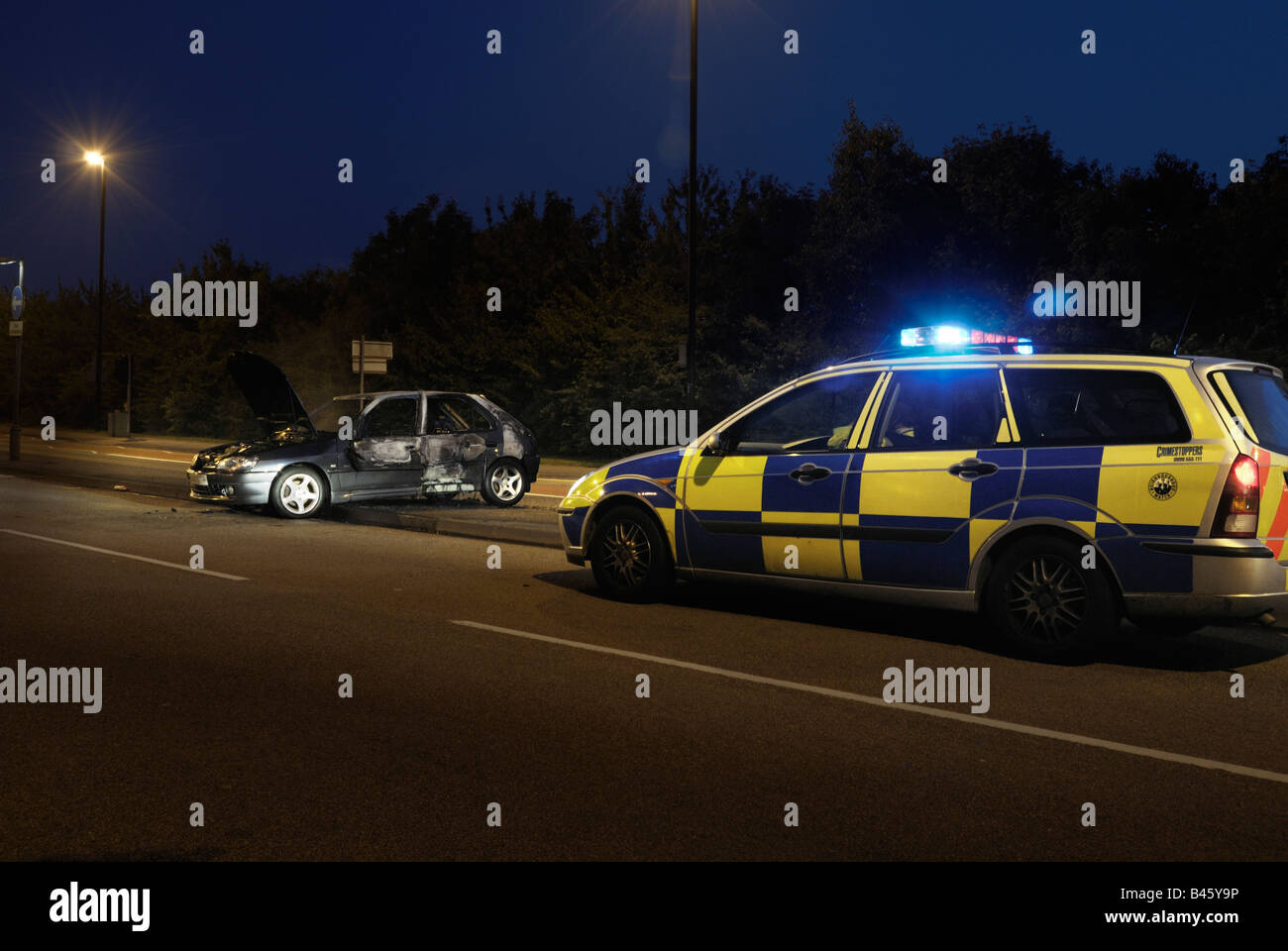 Wrecked police car hi-res stock photography and images - Alamy