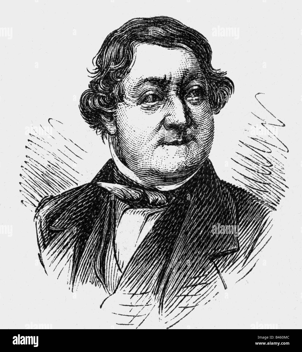 Rossini, Gioacchino, 29.2.1792 - 13.11.1868, Italian composer, portrait, wood engraving, 19th century, , Stock Photo