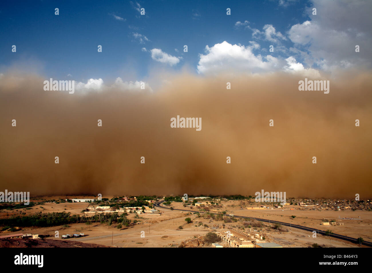 A sandstorm is seen in Eritrea near the Sudanese border. Stock Photo
