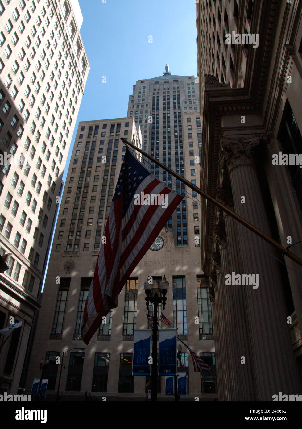 Chicago Board of Trade with the famous Ceres statue at the top. LaSalle