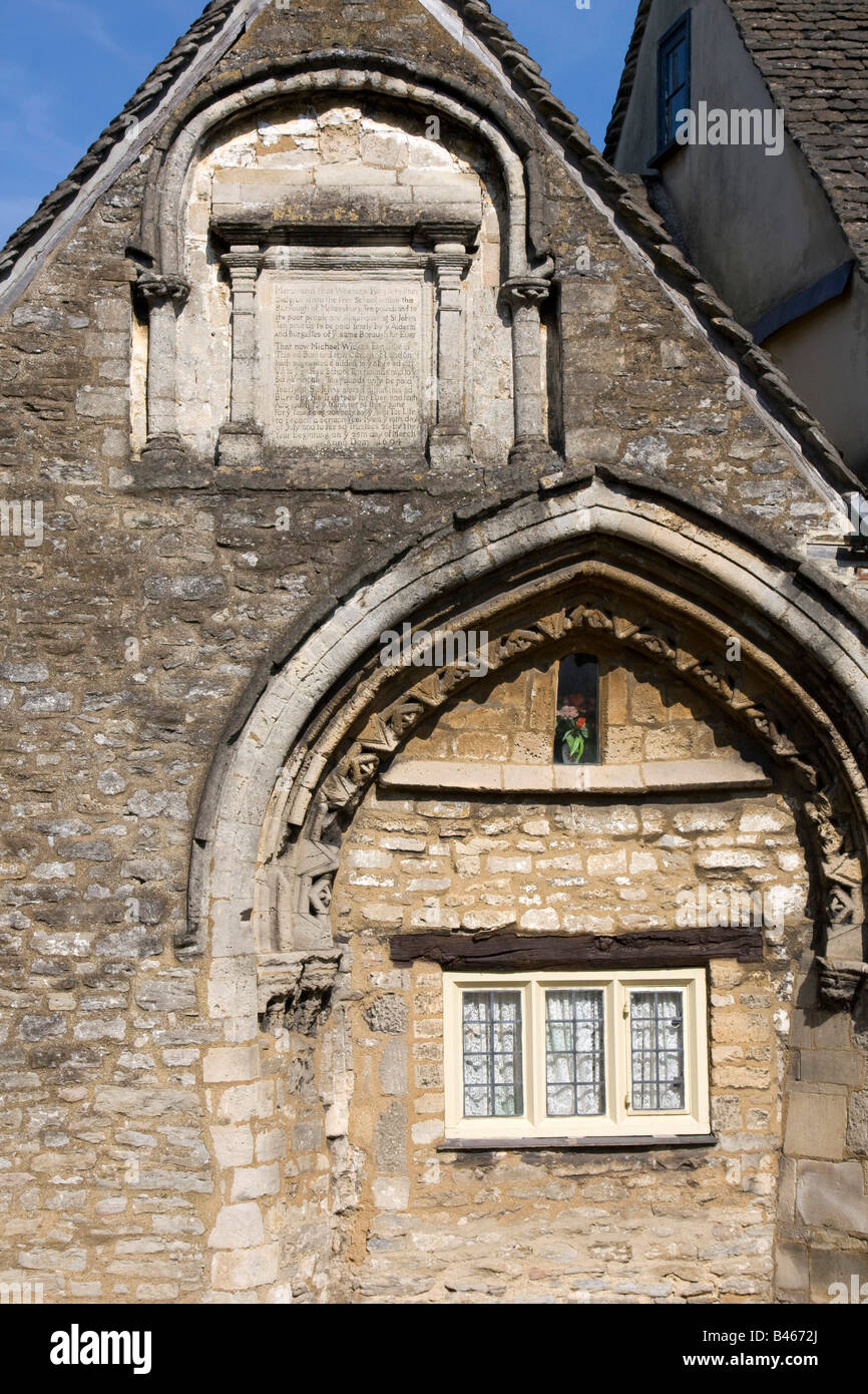 old stone building with inscription Malmesbury town centre wiltshire england uk gb Stock Photo