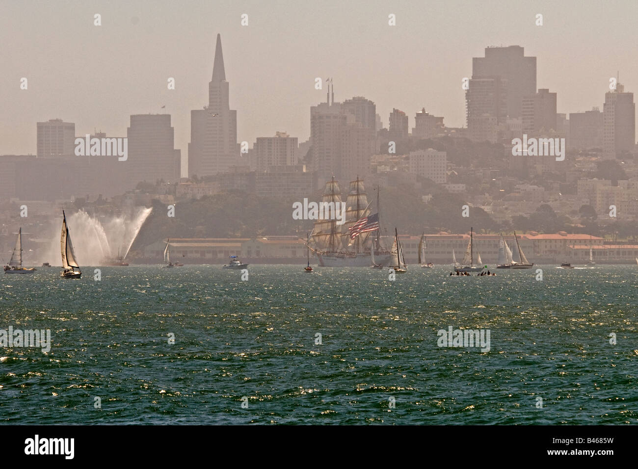 Parade of Sail in the Festival of Sail in San Francisco Bay from July 23 to 27, 2008 Stock Photo