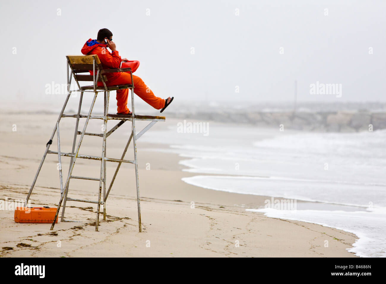 Lifeguard on duty at Far Rockaway Beach Queens NY USA Stock Photo Alamy