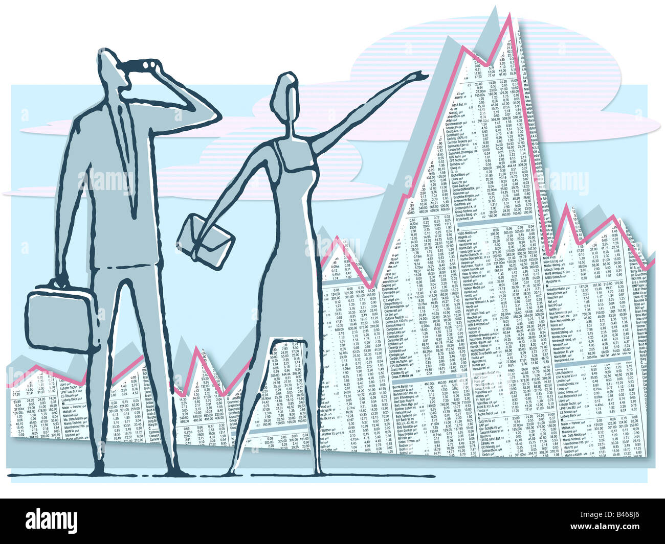 Man and woman in front of graph Stock Photo - Alamy