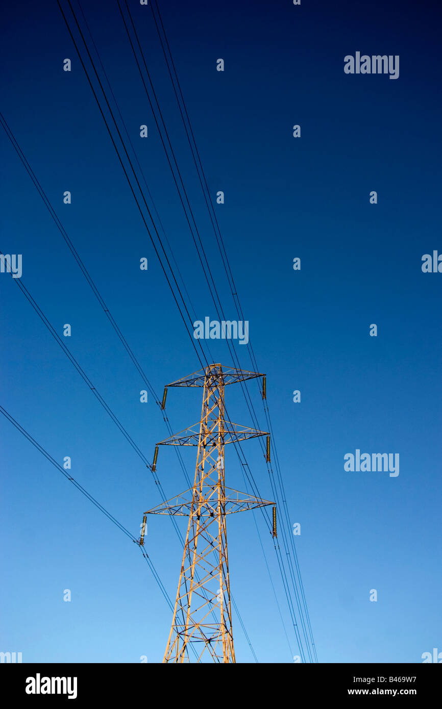 Electricity Pylon against a clear blue sky Stock Photo - Alamy