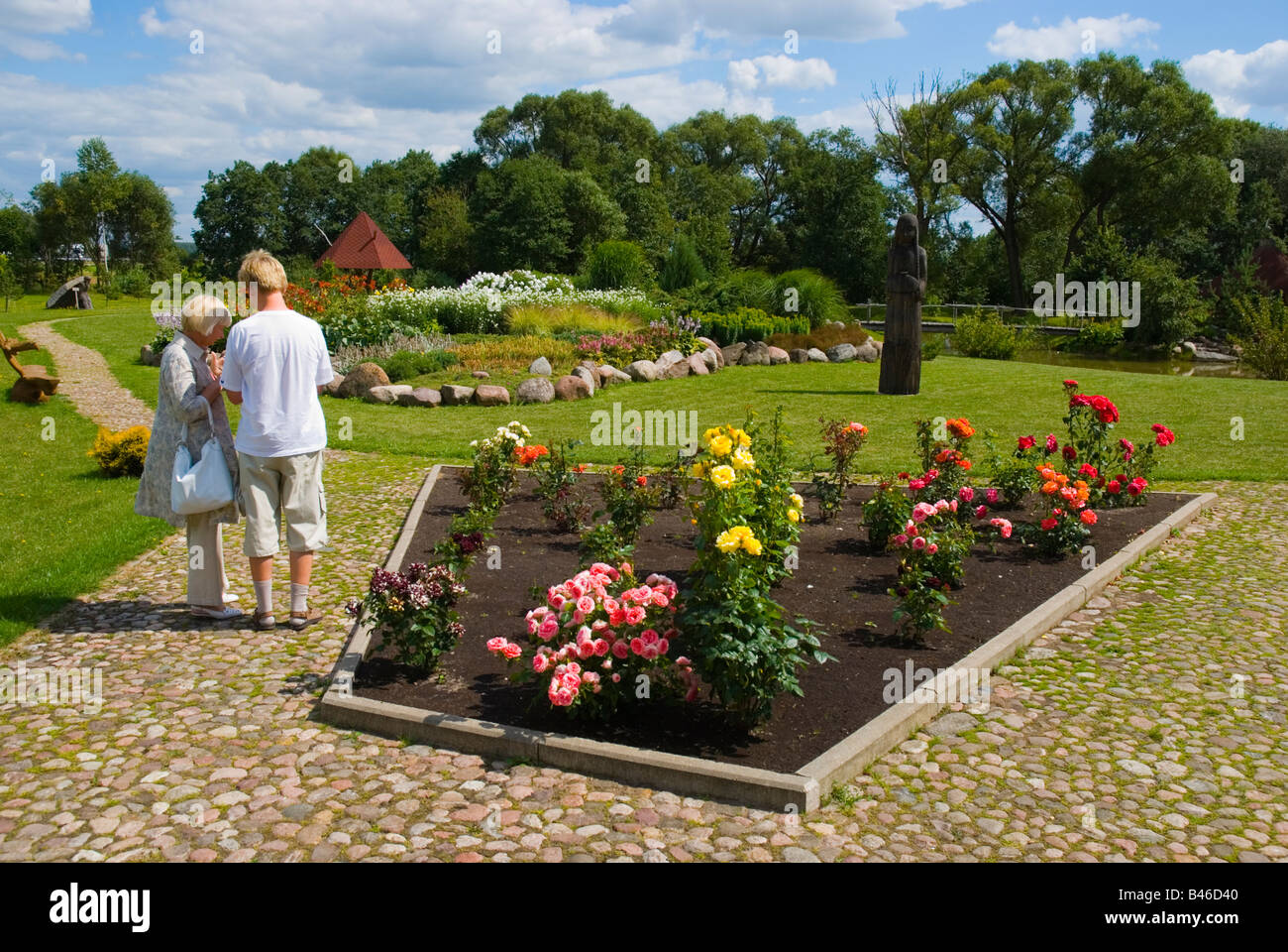Garden at a rest stop in central Lithuania Europe Stock Photo