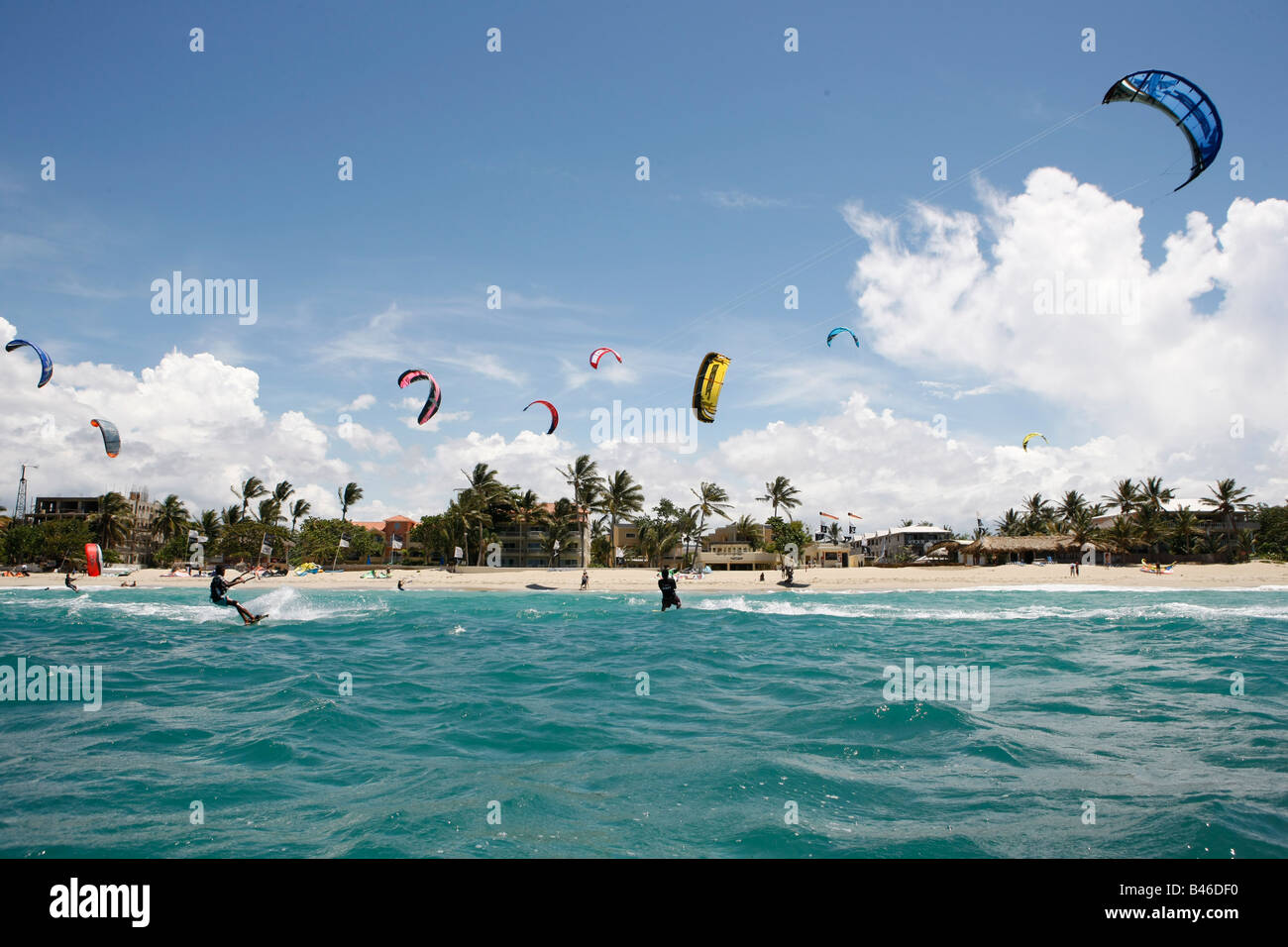 kite boarding at kite beach in the Dominican Republic Stock Photo Alamy