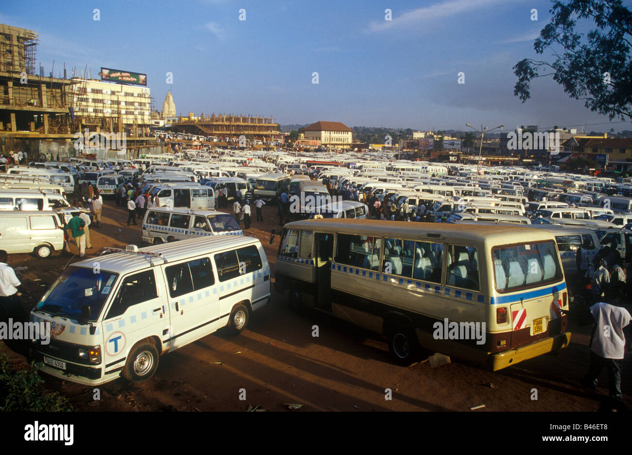 Mini bus station in Kampala , Uganda. Stock Photo