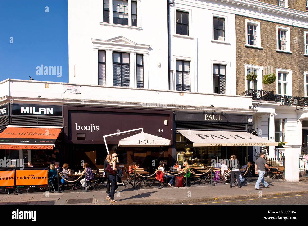 Parade of shops in South Kensington SW7 London United Kingdom Stock