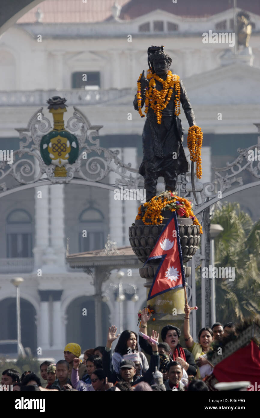 Statue of Prithvi Narayan Shah, first king of Nepal, in front of the