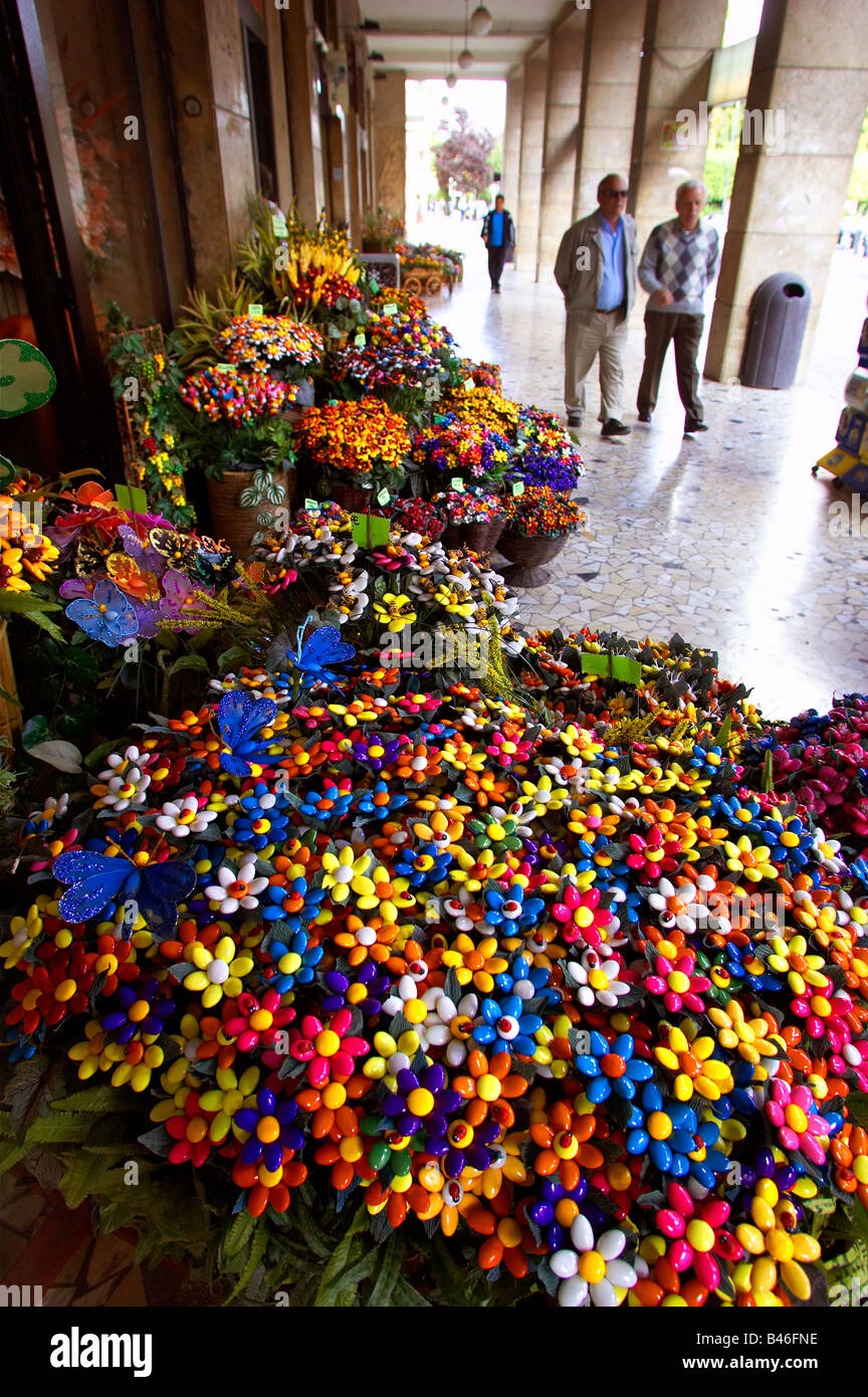 Sugared almonds or confetti, Sulmona, Abruzzo, Italy. Stock Photo