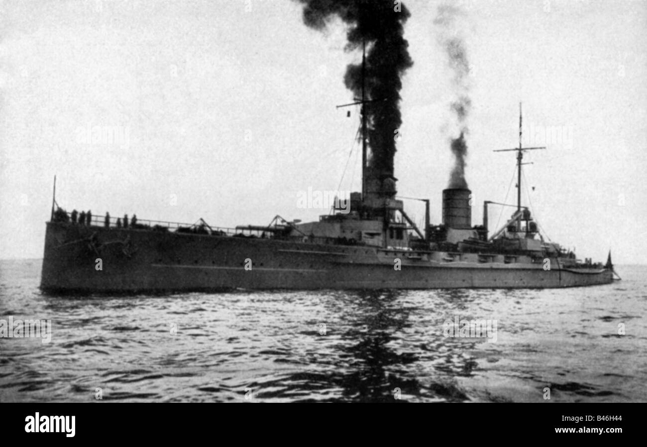 events, First World War / World War I, naval warfare, armoured cruiser Goeben (later 'Yavuz Sultan Selim'), 1914, Stock Photo