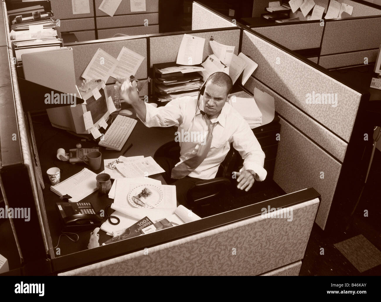 Businessman in Office Cubicle Stock Photo Alamy